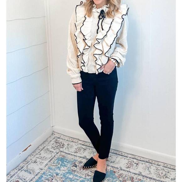 NEW STELLAH tipping ruffle sweater in cream - Picture 1 of 4